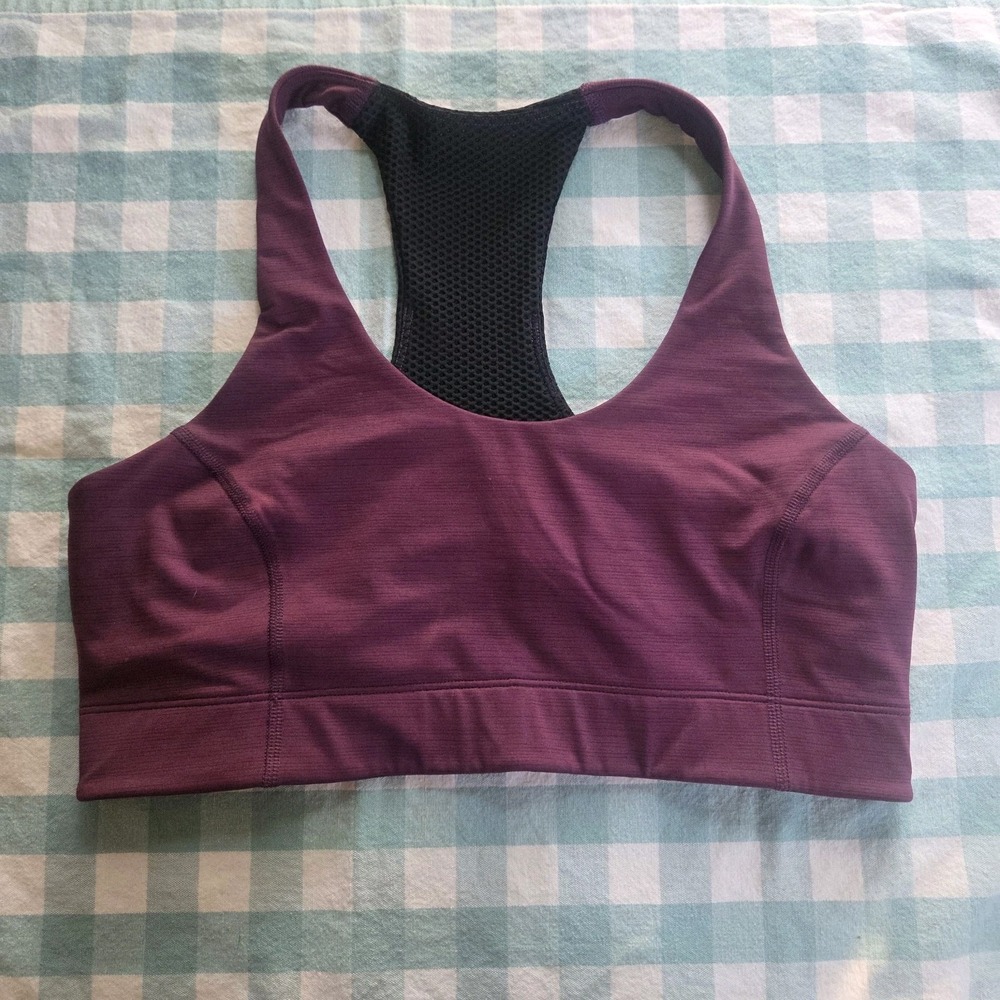 Outdoor Voices TechSweat Racerback Sports Bra Plum Purple Mesh Back Womens Small